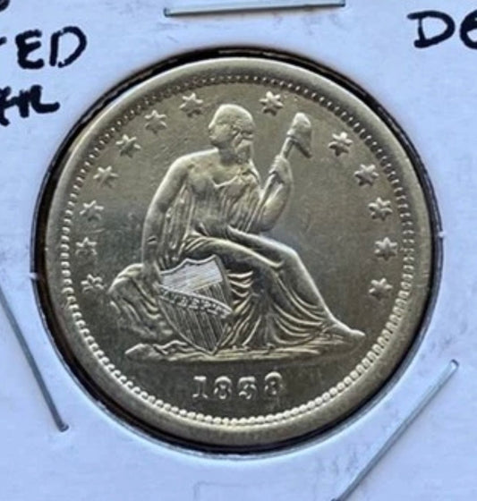 1838 Seated Liberty Quarter - AU+ Detail